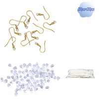 200PCS Hypoallergenic Bead & Spring Surgical Stainless Steel Earring Hooks With 200pcs Earring backs For Jewelry Making DIY (Golden).
