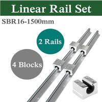 CNCCANEN Linear Rail SBR16-1500mm 2X SBR12 Support Guide + 4X SBR12UU Bearing Block Slider Shaft Rod for CNC DIY Machines