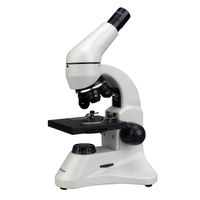 AmScope M120C-2L-PB10 Compound Monocular Microscope, WF10x and WF25x widefield eyepieces, 40x-1000x Magnification, Brightfield, Upper and Lower LED Illumination, Plain Stage, Includes Blank and Prepared Slides