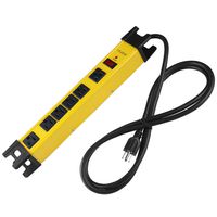 6-Outlets Heavy Duty Power Strips Metal Surge Protector with 15 Amp 125 V, 5.4-FT Power Cord for Garden Kitchen Office School Yellow