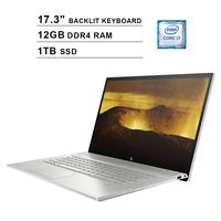 HP Envy 17.3-Inch Touchscreen FHD 1080P Laptop, 8th Gen Intel 4-Core i7-8565U up to 4.6 GHz, NVIDIA GeForce MX250 2GB, 12GB DDR4 RAM, 1TB SSD, DVD, HDMI, WiFi, Bluetooth, Backlit KB, Windows 10