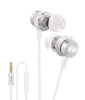 Tuddrom in-Ear Headphones, Wired Earbuds with Microphone and Remote, Hi-Res Stereo Extra Bass, Noise-Isolating Earphones with 3.5mm Plug for iPhone/Android/Samsung/Laptop, White