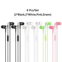 6 Pack Heavy Bass Earphone with Microphone,YuCool in-Ear Bulk Corded Stereo Sound Bass and Noise Isolation for Cellphone,Computer,MP3/MP4,Fits All 3.5mm Interface Device-Black,White,Pink,Green