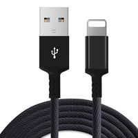 Boost 10FT Phone Charger Charging Cable Nylon USB Power Cord, Fast Charge & Sync Compatible with Smart Phone XR XS MAX X Case 8 8Plus 7 7 Plus 6S Plus 6 Plus SE Tablet iPad- 3 Meter (Black)