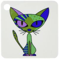 3dRose Cattitude 3 Cute Colorful Cat Pink Moss Green Blue - Key Chains, 2.25 x 4.5 inches, set of 2 (kc_24723_1)