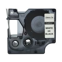 White on Black Label Tape Compatible for DYMO D1 45021 1/2" x 23' (12mm x 7m)