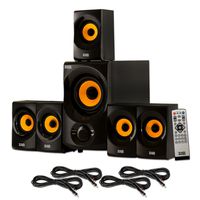 Acoustic Audio AA5170 Home Theater 5.1 Bluetooth Speaker System with FM and 4 Extension Cables