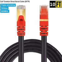 Outdoor Cat7 Ethernet Cable,YOMESTE 10 Gigabit 600MHz LAN Networking Cord STP Waterproof Wire Cable Direct Burial Ethernet Cable (Outdoor Ethernet Cable 10FT)