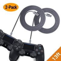 EXINOZ Braided Charger Cable for PS4 DualShock and Xbox One Controller | Ideal Length Xbox and PS4 Controller Charging Cable | 1 Year Replacement Warranty (13ft, 2 Pack)