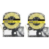 Replace Label Tape for Epson LC3YBW9 LC3YBW SC9YW LK3YBW, Label Tape Refills Cartridge for Epson LabelWorks LW300 LW400 LW500 LW600P LW700 Black on Yellow 3/8 Inch X 26.2 Feet(9mm x 8M),5 Pack