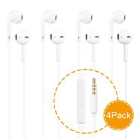KRISMYA Headphones,4 Pack Stereo Earphones,Earbuds with Mic and Remote Control for Apple iPhone iPad iPod Galaxy and More Android Smartphones Compatible with 3.5 mm Headphone