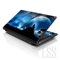 LSS Laptop 17-17.3" Skin Cover with Colorful Wolf at Night Pattern for HP Dell Lenovo Apple Asus Acer Compaq - Fits 16.5" 17" 17.3" 18.4" 19" (2 Wrist Pads Free)