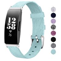 NANW Compatible with Fitbit Inspire HR/Inspire Bands Large Small, Woven Fabric Accessories Strap Wristband Women Men for Inspire & Inspire HR Smartwatch (Silver Blue, Large (6.2"-8.9"))