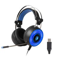 USB Headset with Microphone Noise Cancelling, SUPSOO G60 Wired Over Ear Computer Headphone, LED Light Soft Earmuffs Bass Surround, All Day Comfort for Web Teaching/Meetings/Playing Games