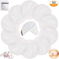Organic Bamboo Nursing Pads (10 Pack) for Breastfeeding Moms - 4.7 inch Reusable Washable Breastfeeding Nipple Pad for Maternity with Laundry Bag