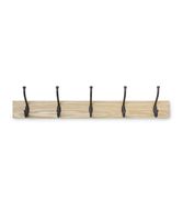 AmazonBasics Wall Mounted Standard Coat Rack, 5 Hooks, Natural