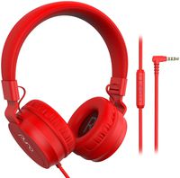 Puro Sound Labs PuroBasic Volume Limiting Wired Headphones for Kids, Boys, Girls 2+ Foldable & Adjustable Headband, Compatible with iPad, iPhone, Android, PC & Mac, Red