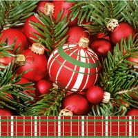 Red Christmas Baubles and Spruce Paper Luncheon Napkins 2 X 20pcs 13"x13"