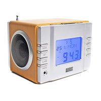 August MB300 Mini Wooden MP3 Stereo System and FM Clock Radio, with Card Reader, USB Port & AUX Jack (3.5mm Audio In), 2 x 3W Powerful Hi-Fi Speakers and Built-in Rechargeable Battery