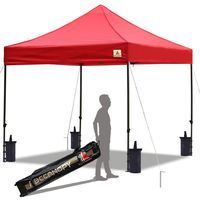 ABCCANOPY Pop up Canopy Tent Commercial Instant Shelter with Wheeled Carry Bag, Bonus 4 Canopy Sand Bags, 10x10 FT（Red）
