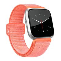 AK for Fitbit Versa Bands, Soft Fabric Replacement Wristband Sports Strap with Fastener Adjustable Velcro Closure for Fitbit Versa Women Men (Spicy Orange, 5.5" - 9.4")