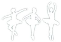 Three Ballerina Dancers Vinyl Sticker Decal 6.5"x4.25" (White)