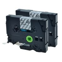 GREENCYCLE 2PK White on Clear Label Tape Compatible for Brother TZE 135 TZe135,0.47 Inch,PT-D600 Labeling Maker