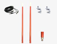 CRS 2 1000 Watt 2ft Red CB Radio Antennas,12ft Dual Coax, Brackets,Studs Kit