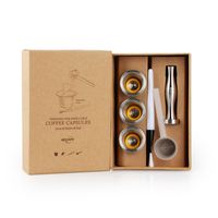 RECAPS Stainless Steel Refillable Capsules Reusable Pods Compatible with Nespresso Original Line Machine But Not All (3 Pods+120 Lids+1 Tamper)