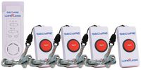 Secure SWCB-1S Wireless Slimline Pager Call Button Nurse Alert System - Patient Help Button and Caregiver Receiver - 500+ Ft Range ... (4 Transmitter Set)