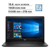 2019 Newest Dell Inspiron 15 3583 15.6 Inch Laptop (8th Gen Intel Core i3-8145U up to 3.9GHz, 16GB DDR4 RAM, 512GB SSD (Boot) + 2TB HDD, Intel UHD 620, WiFi, Bluetooth, HDMI, Windows 10) (Black)