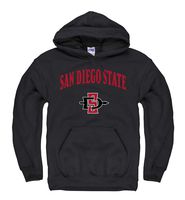 Campus Colors NCAA Adult Arch & Logo Gameday Hooded Sweatshirt (San Diego State Aztecs - Black, Medium)