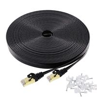 Ethernet Cable Cat 7 50ft Black Shielded Cat7 Solid Ethernet Patch Cord Fastest Internet RJ45 Higher Speed Than Cat 5e Cat6 Network (50Ft-Blk)