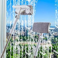 Xinrangxin Household Telescopic Rod Wiper, Double-Sided High-Rise Window Glass Cleaning Tool Shower Scraper, No Special Rag, Squeegee Telescopic Rod Rotating Head, Easy to Clean The Corner