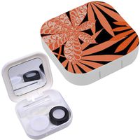Portable Contact Lens Case Box Travel Kit Mirror + Bottle + Tweezers Container Holder [ Tropical Big Palm ]