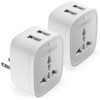 Europe to US Plug Adapter with 2 USB Outlet, Unidapt USA USB Wall Charger, EU Australia China UK Europe to America Canada Mexico Japan Travel Plug Socket Adapter (Type A/B) 2-Pack