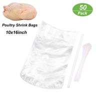 Poultry Shrink Wrap Bags,50Pack Clear Poultry Heat Shrink Bags BPA Free 10x16Inches Freezer Safe with 50 Zip Ties,a Silicone Straw for Chickens,Rabbits