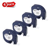 Chiphell Replacement Dymo Letratag Refills White Plastic 91331 Label Tape Compatible with Dymo Letratag Label Makers, 1/2 inch(12mm)×13 ft(4m), 4 Pack