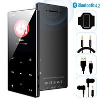 MP3 Player - 2019 October Updated Model, Bluetooth 4.2 Metal Touch Button Sports Music Player, 65 Hours Playback, Build in Speaker, Voice Recorder FM Radio, Expandable 128GB TF Card, N29-Black