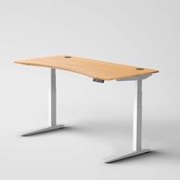 Jarvis Standing Desk Bamboo Top - Electric Adjustable Height Sit Stand Desk - 3-Stage Extended Range Frame with Memory Preset Handset Controller by Fully (White, 48 x 30 Contour)