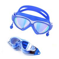 Advanced Silicone Swim Goggles, Blue-White