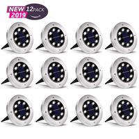 Otdair Solar Ground Lights, 8 LED Outdoor Solar Disk Lights, Waterproof In-Ground Lights, Solar Garden Lights, Landscape Lights for Pathway, Yard, Deck, Patio, Walkway, 12 Packs