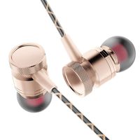 Sandistore Wired Metal In Ear Headphones, Noise Isolating Stereo Bass Earphones With Mic (Gold)