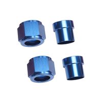 Aluminum Hardline Fitting- 4 AN Female Tube Nut and Sleeve For 1/4'' 1/4 inch (6.35mm) outer diameter alloy Tube Hose Line Fitting, Blue, Pack of 2