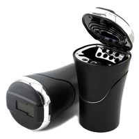 Solar Powered Lighting Detachable Car Cigarette Ashtray with Blue LED Light Indicator Smokeless for Most Car Cup Holder