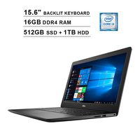 2020 Dell Inspiron 3000 15.6 Inch FHD 1080P Touchscreen Laptop, Intel Core i3-8145U up to 3.9GHz, Intel UHD 610, 16GB DDR4 RAM, 512GB SSD (Boot) + 1TB HDD, Backlit KB, HDMI, WiFi, Windows 10