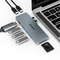 Idoove USB C Hub,8 in 1 USB C Adapter with 4K HDMI, 100W Power Delivery, 3 USB 3.0 Ports, SD/TF Card,40Gb Thunderbolt 3, for MacBook pro 2016/2017/2018, MacBook Air 2018.