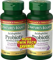 Nature's Bounty Probiotics Dietary Supplement, Supports Digestive and Intestinal Health, Probiotic Acidophilus, 100 Count (Pack of 2)