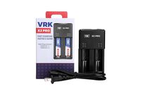 VRK X2 PRO 18650 20700 21700 Battery Charger Wall Plug and DC Connection - 2Amper Charging Speed - for Li-ion, LifePO4, Ni-Mh/Ni-cd, Military Grade Springs - Fire Resistant - Circuit Protection