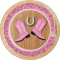 Creative Converting 8 Count Sturdy Style Paper Dessert Plates, 6 7/8", Pink Bandana Cowgirl